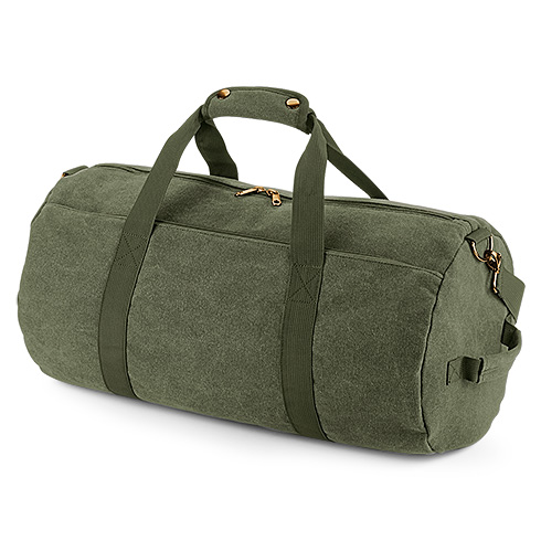 BG655 Vintage Canvas Barrel Bag
